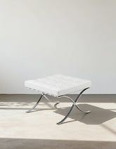 Barcelona Ottoman, Real Leather, White