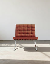Modern Barcelona Chair And Footstool, Brown Leather