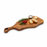 Handcrafted Olive Wood Charcuterie Board - Live Edge Serving Platter with Handle - Natural Rustic Cheese Board & Cutting Surface