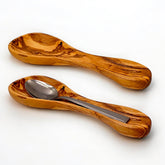 Olive Wood Spoon Rest | Wooden Kitchen Ladle Holder Cooking Utensil Stand