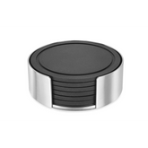 Zack Vetro Silicone Coaster Set with Brushed Steel Stand | Set of 6