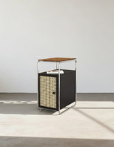 Edison Clear Acrylic & Rattan Side Table, Black