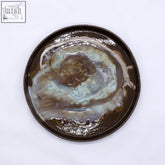 Rustic 23 cm tidepool smoked grey large stoneware handmade ceramic dinner plate with earthy brown and muted teal glaze
