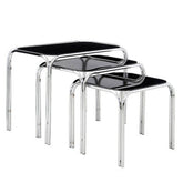 Jordan Set Of Three Black Glass Nest Of Tables