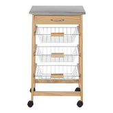 Harlow Glenn 3 Wire Baskets Pinewood Kitchen Trolley