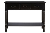 Heritage Three Drawer Vintage Black Console Table