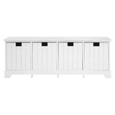 New England White Storage Bench with 4 Drawers