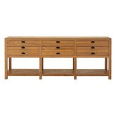 Lyon Washed Grey Oak Wood Console Table with Drawers