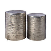Templar Set of 2 Nickel Finish Side Tables and Stools