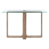 Barton Glass Console Table with Wood Effect Legs