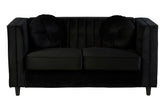 Farah Two Seat Black Velvet Sofa