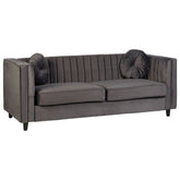 Farah Three Seat Grey Velvet Sofa