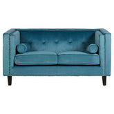 Felisa Two Seat Teal Blue Velvet Sofa