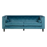 Felisa 3 Seat Teal Blue Velvet Sofa