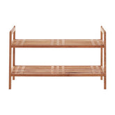 Arla 2 Tier Stackable Walnut Wood Shoe Rack