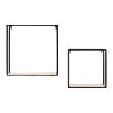 Brixton Set of 2 Wood and Metal Cuboid Wall Shelf