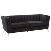 Hansa Three Seat Black Velvet Sofa