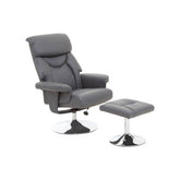 Denton Grey Leather Effect Reclining Chair And Footstool