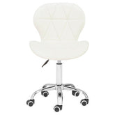 Franki White Velvet Quilted Home Office Chair