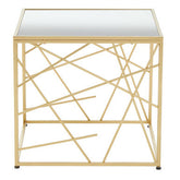 Farran Gold Finish Side Table With Mirror Top