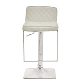 Baina White And Chrome Bar Stool With Square Base