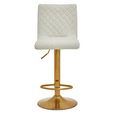 Baina White And Gold Bar Stool With Round Base