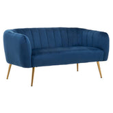Larissa Two Seat Blue Velvet Sofa