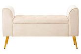 Loretta Stone Velvet Ottoman Storage Bench