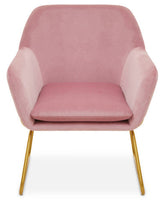 Xander Pink Velvet Modern Accent Chair with Gold Frame