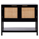 Sherman Black Wood and Rattan Two Door Side Cabinet