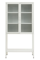 Acier Two Door White Metal Cabinet with Glass Doors