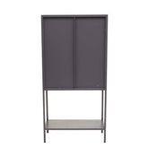 Acier Two Door Grey Metal Cabinet With Glass Doors