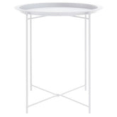 Acero White Metal Round Side Table