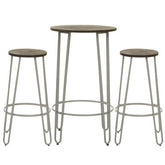 District 3 Piece Elm Wood Bar Table And Stool Set