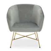 Stockholm Grey Velvet Curved Accent Chair