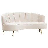 Hasna Three Seat Beige Velvet Sofa