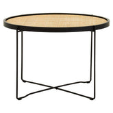 Depok Rattan Round Coffee Table With Cross Metal Legs