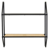 Depok Two Tier Rattan And Metal Wall Shelf