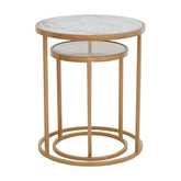 Colva White Marble and Gold Set Of Two Nesting Tables