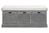 Heritage Grey Three Drawer Storage Bench with Cushion