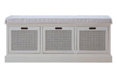 Heritage Antique White Three Drawer Storage Bench with Cushion