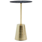 Avola Black Marble Effect Top Gold Base Side Table