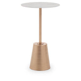 Avola White Marble Effect Top Gold Base Side Table