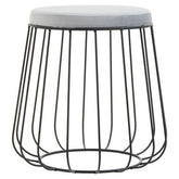 Hayes Grey Velvet Stool with Black Frame