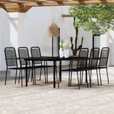 vidaXL 7 Piece Garden Dining Set Black