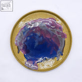 27 cm berrywave stoneware handmade ceramic dinner plate with speckled mustard-yellow rim by ribera handmade ceramics
