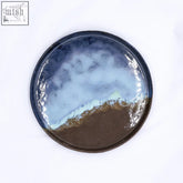 27 cm seabrook smoked grey large stoneware dinner plate with glossy blue brown glaze from ribera handmade ceramics
