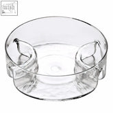 Clear glass 3 section curved sided serving dish with two handles perfect for glass serving and serving dish use