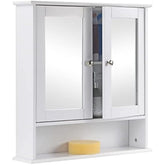 Taylor & Brown Maine White Double Mirrored Door Bathroom Cabinet with Storage Shelf Bathroom Home Furniture Decorative Stylish Design