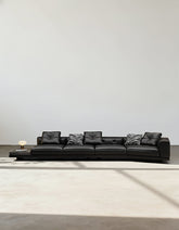 Singh Three Seater, Four Seater Curved Sofa, Real Leather